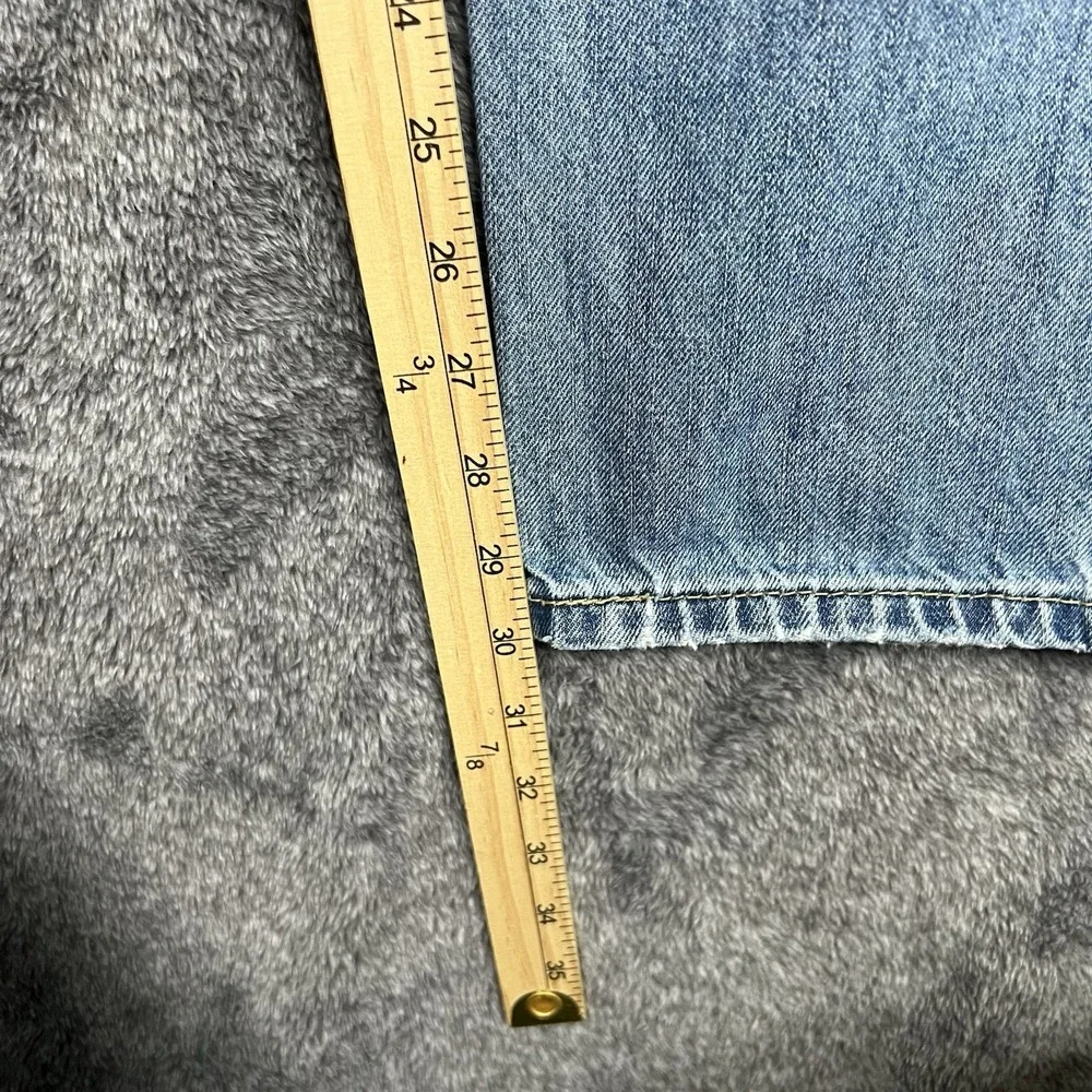 Levis 505 Jeans Mens 31x32 (31x30) Blue Classic Straight Leg Denim Distressed - Picture 4 of 10